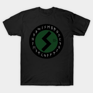 Green Sowulo Futhark Rune Symbol T-Shirt